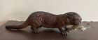 Antique Cold Painted Vienna Bronze Otter Beaver Holding Fish Wildlife