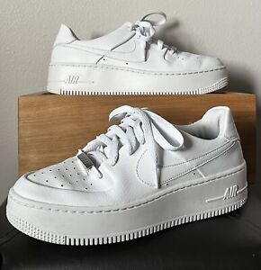 Women’s Nike Air Force 1 Sage Platform White Leather Sneakers Shoes 8.5 EUC 2019