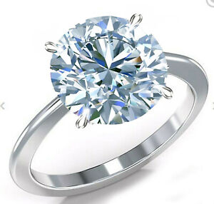 3.02 Ct Vvs1 .Huge Round Blue White Moissanite Diamond Solitaire 925 Silver Ring