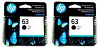 HP #63 Black Ink Cartridge 2 pack NEW GENUINE EXP 03/25