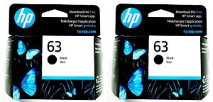 HP #63 Black Ink Cartridge 2 pack NEW GENUINE EXP 03/25