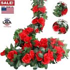 6× Fake Rose Vine Flowers Plants Artificial Hanging Ivy Wedding Decor 7.5 Ft USA