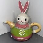 Johanna Parker Carnival Cottage Easter Bunny Teapot Daisy Tea Time NWT