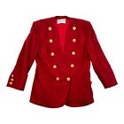 Adolfo New York Jacket Womens Size Large Suit Gold Button Blazer Red Vintage
