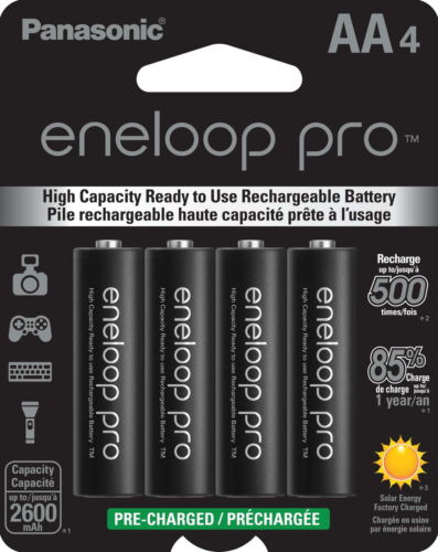 Eneloop Pro AA NiMH High Capacity Rechargeable Batteries 4-Pack