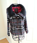 NWT Dollhouse Womens Double Breasted Peacoat Jacket Wool Bland Plaid sz S Lining