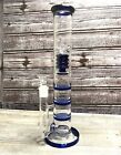 12.6'' Glass Bong Water Pipe Blue Honeycomb Filter Smoking Hookah W/14mm Bowl