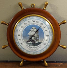 Vintage Ship Wheel Thermometer Atchison Specialty Marine Advertising Wood Brass