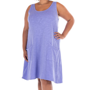 FRESH PRODUCE 3X Peri BLUE DRAPE Cotton Jersey Tank Dress $65 NWT 3X