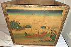 Vintage / Antique Large Wooden Japenese Tea Crate W/ Colorful Graphics