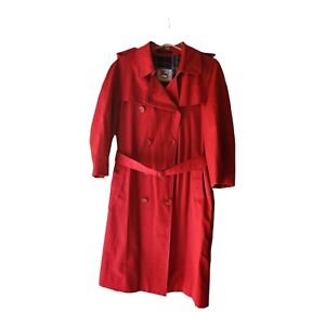 Vintage Burberry Red Full Length Double Breasted Trench Coat 164CMS Age 14/15 S