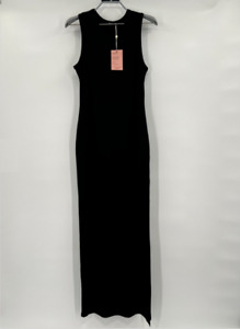 Quince Women’s Black Tencel Jersey Tank Maxi Dress sz M NWT Side Slit Sleeveless