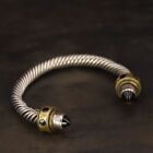VTG Sterling Silver - MEXICO TAXCO Onyx Tip Cable Braided 7