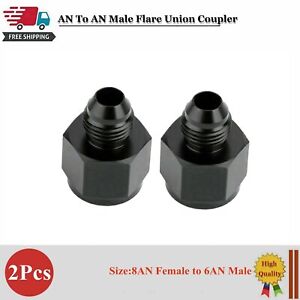 2Pcs -8 AN Female -6 AN Male AN Flare Fitting Reducer Adapter 8AN to 6AN Black