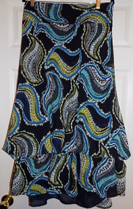 Lane Bryant women's 22/24 2X 26 28 blue paisley maxi skirt dual hemline feature