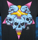 vintage 80s SKULL PENTAGRAM single stitch T-Shirt M/L biker devil satan skeleton