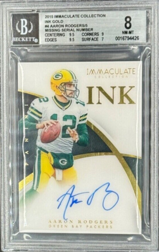 2015 PANINI IMMACULATE INK GOLD- AARON RODGERS AUTO BECKETT 8