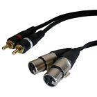 3ft - Dual XLR Female to 2-RCA Male Stereo Plug Shielded Audio Patch Cable Cord