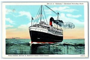 1947 Steamship Alabama Cleveland Put-In-Bay Route Ashley OH Milaca MN Postcard