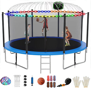 14FT Trampoline with Safety Enclosure Net Outdoor Trampoline for Kids Adults