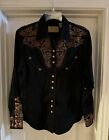 SCULLY Vine EMBROIDERED Western Shirt SMALL PEARL 6 Snap Cuff 10 Snap Front