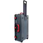 Charcoal & Red Pelican 1615 Air case No Foam.  With wheels.