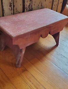 WONDERFUL ANTIQUE PRIMITIVE BENCH TERRIFIC FORM AND OLD PAINT NR AAFA