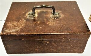 ANTIQUE WALNUT, PAINT DECORATED, HAND DOVETAILED BOX WITH INTERIOR COMPARTMENTS