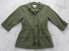 Arizona Jeans Military Style Jacket Women's Large Green Mid-Length 100% Cotton