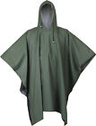 Olive Drab Waterproof Rain Poncho Heavy Duty Durable Rubber Emergency Protection