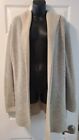 Claudia Nichole Wool/Cashmere Beige/Gray Hooded Open Cardigan Sweater Size M