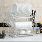 3 Tier Dish Drainer Rack With Drip Tray Kitchen Drying Rack Bowl Plate Holder US