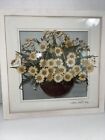 Dried Pressed Flowers Framed Botanicals Under Glass Signed 11x11” Vintage