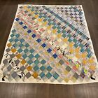 Vintage Quilt Patchwork Hand Quilted 80”x68” Colorful Squares Light Weight