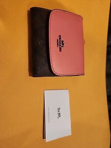 Coach  Women's Leather Snap Wallet - Brown/pink