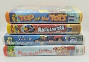 THE WIGGLES VHS 4 lot, Magical Adventure/Wiggly Christmas/Top of Tots/Magical Ad