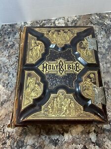 New ListingDr WM Smith’s Antique Illustrated Self Pronouncing Parallel Family Bible 1890