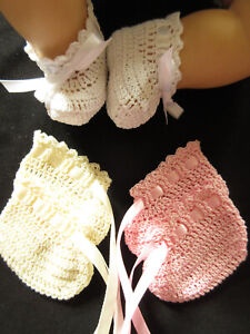 LOT OF 3 CROCHETED BOOTIES FOR 20