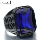MENDEL Mens Black Blue Tanzanite Stone Ring For Men Size 7 8 9 10 11 12 13-15