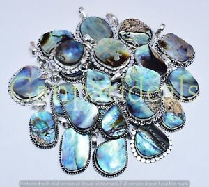 Abalone Shell Gemstone Pendant Wholesale Lots 925 Silver Plated Ethnic Jewelry