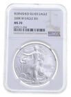 MS70 2008 W BURNISHED SILVER EAGLE NGC CLASSIC BROWN LABEL *0977