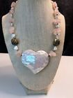 Mother of pearl heart necklace rose quartz MOP hearts 14 in Gift Love