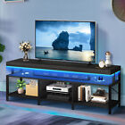 Industrial TV Stand with Power Outlets & LED Lights Media Console For 65/70