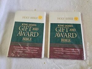 (2) King James Gift and Award Bibles Thomas Nelson White Leatherflex 162W New