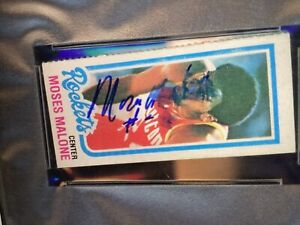 Moses Malone HOF Signed 1980 Topps Basketball AUTO PSA/DNA LOW POP