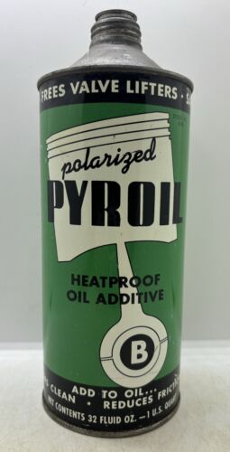 New ListingOld Gas & Oil Vintage PYROIL Oil Additive Advertising Cone Top 1 Quart Tin Can
