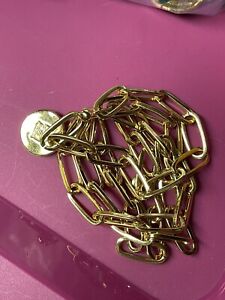 Estee Lauder Gold Tone Paper Clip Multi Chain Bracelet with Logo Disc Charm