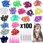 Cat Nail Caps 100pcs - Soft Claws with Glue, Medium Size, Colorful