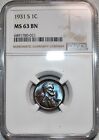 NGC MS-63 BN 1931-S Lincoln Cent, Vibrantly Toned, Radiant, PQ Key-Date!