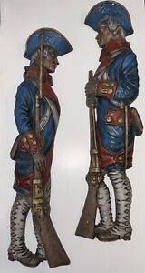 Burwood Products Revolutionary Soldiers Hanging Wall Statues Vintage P.O